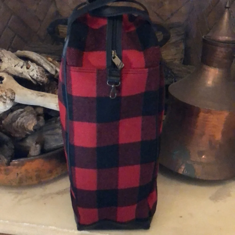 Bonfanti Borse Buffalo Plaid Wool Boot Bag